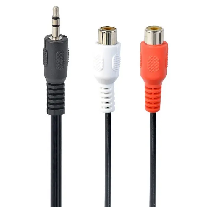Audio Adaptor Cablexpert CCA-406, 3.5mm 3-pin (M) - 2x RCA (F), 0,2m, Negru - photo