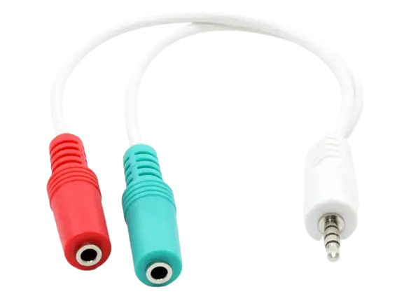 Audio Adaptor Cablexpert CCA-417W, 3.5mm 4-pin (M) - 2x 3.5mm 3-pin (F), 0,2m, Alb - photo
