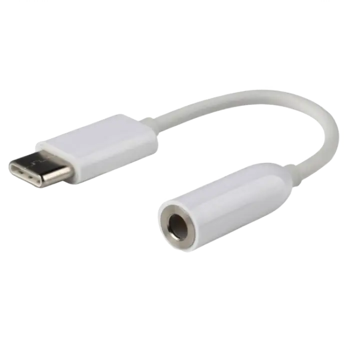 Adaptor USB Cablexpert CCA-UC3.5F-01-W, USB Type-C/3.5 mm (F), 0,15m, Alb - photo