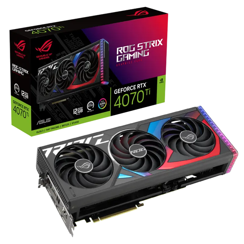 Видеокарта ASUS ROG-STRIX-RTX4070TIO12G-GAMING, 12ГБ GDDR6X 192бит  - photo