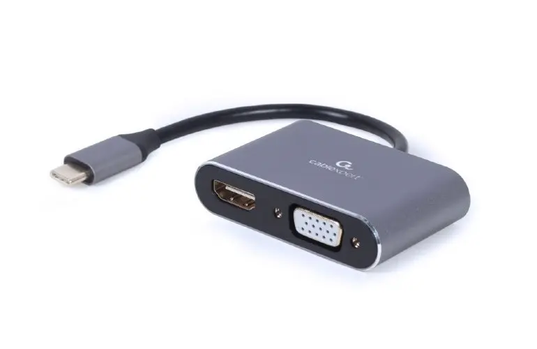 Adaptor Video Cablexpert A-USB3C-HDMIVGA-01, USB Type-C - VGA, HDMI, Gri - photo