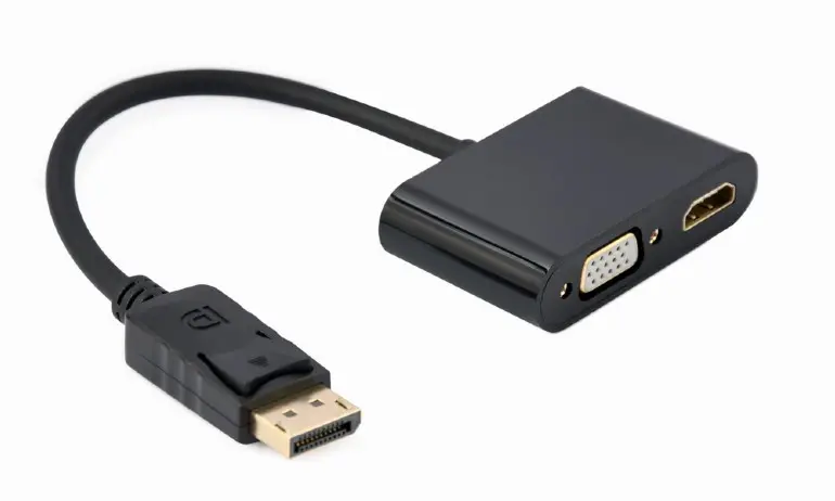 Adaptor Cablexpert A-DPM-HDMIFVGAF-01, DisplayPort (M) - HDMI (F) + VGA (F), 0.1m, Negru - photo