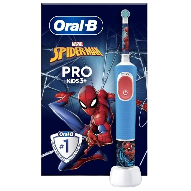 Электрическая зубная щетка Braun Kids Vitality PRO D103 Spiderman, Синий - photo
