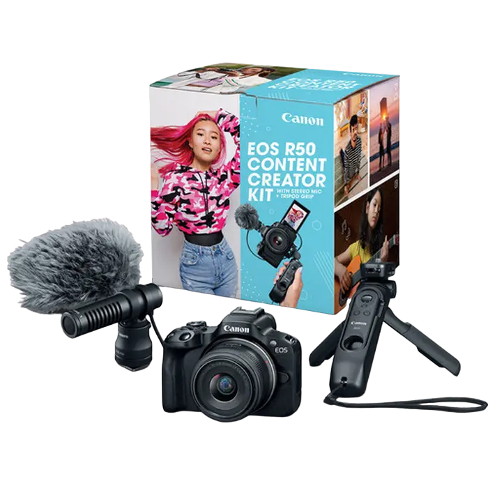 Беззеркальный фотоаппарат Canon EOS R50 Black Content Creator Kit - photo