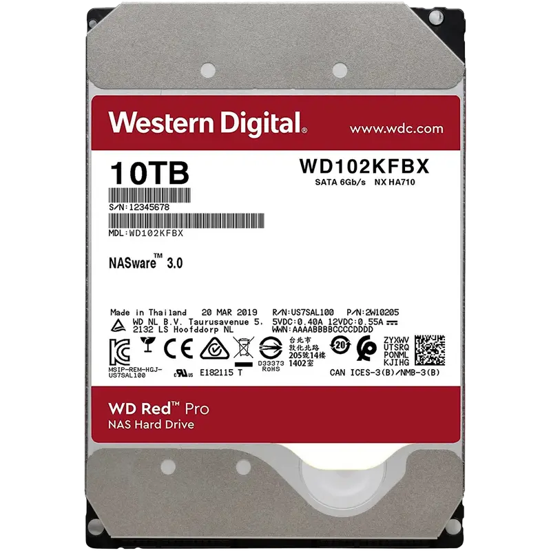 Жесткий диск Western Digital WD Red Pro, 3.5", 10 ТБ <WD102KFBX> - photo