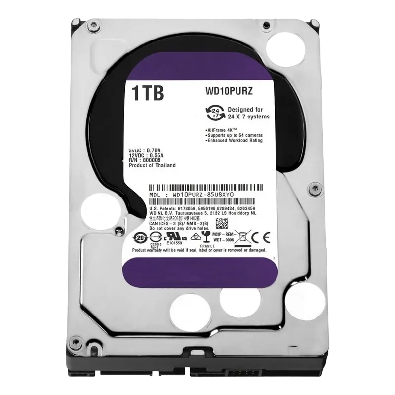 Жесткий диск Western Digital WD Purple, 3.5", 1 ТБ <WD10PURZ> - photo