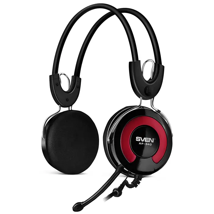Headset SVEN AP-545MV with Microphone, Black-red, 2 x 3,5mm jack (3 pin) - photo
