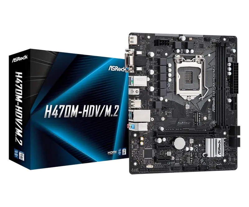 Placă de bază ASRock H470M-HDV/M.2, LGA1200, Intel H470, Micro-ATX - photo