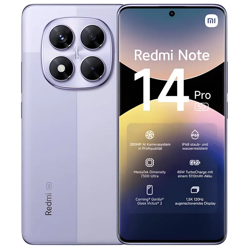 Смартфон Xiaomi Redmi Note 14 Pro 5G, 8Гб/256Гб, Lavender Purple - photo