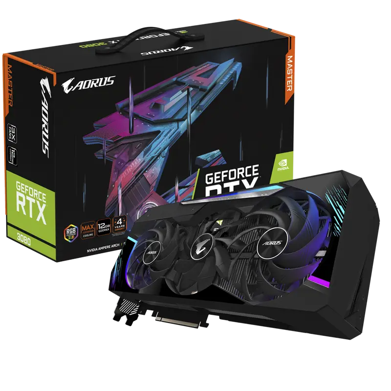 Видеокарта Gigabyte GV-N3080AORUS M-12GD, 12ГБ GDDR6X 384бит - photo