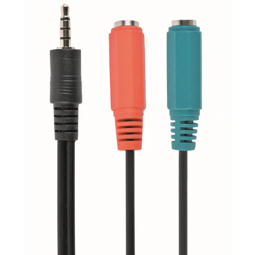 Audio Adaptor Cablexpert CCA-417, 3.5mm 4-pin (M) - 2x 3.5mm 3-pin (F), 0,2m, Negru - photo