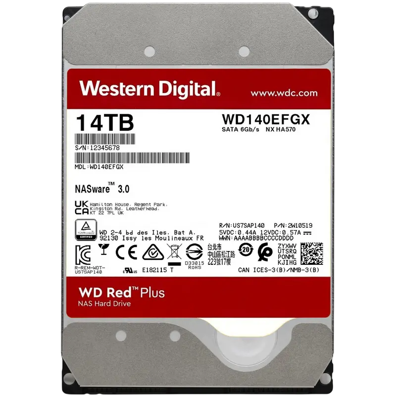 Жесткий диск Western Digital WD Red Plus, 3.5", 14 ТБ <WD140EFGX> - photo