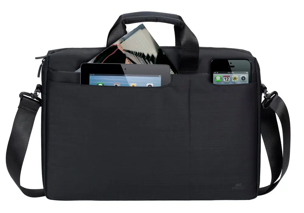 Geantă pentru Laptop RivaCase Biscayne, 15.6", Poliester, Negru