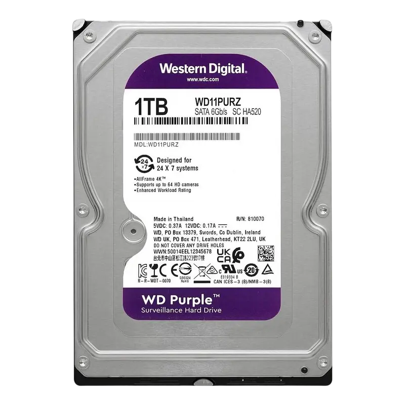 Жесткий диск Western Digital WD Purple, 3.5", 1 ТБ <WD11PURZ> - photo