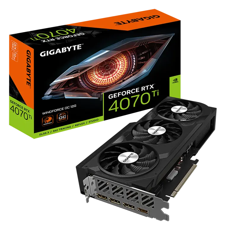 Видеокарта Gigabyte GV-N407TWF3OC-12GD, 12ГБ GDDR6X 192бит  - photo