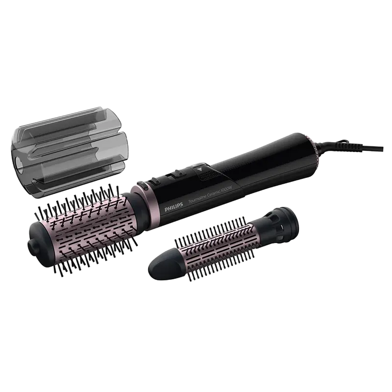 Uscător de păr-perie Philips Dynamic Volumebrush HP8654/00, 1000 W, Negru | Roz - photo