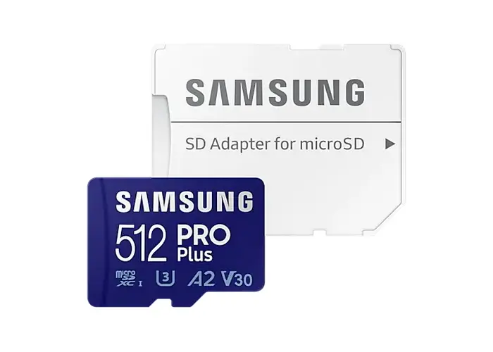 512GB MicroSD (Class 10) UHS-I (U3) +SD adapter, Samsung PRO Plus "MB-MD512KA" (R/W:160/120MB/s) - photo