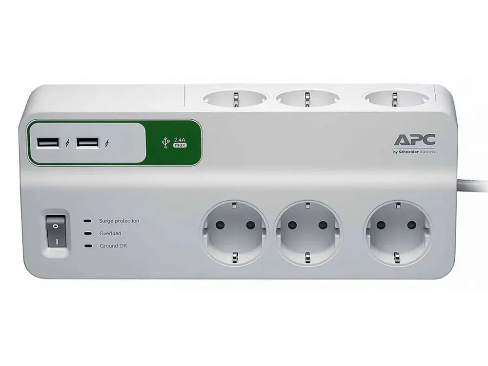 Prelungitor electric APC Essential SurgeArrest PM6U-RS, 6 Prize, 2m, Alb - photo