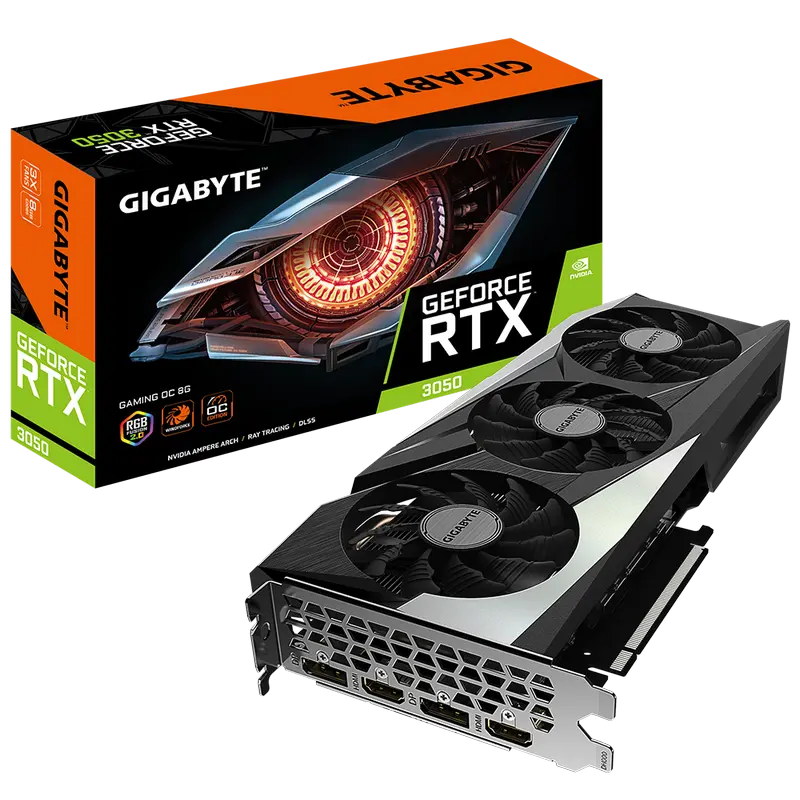 Видеокарта Gigabyte GV-N3050GAMING OC-8GD,  8GB GDDR6 128бит - photo