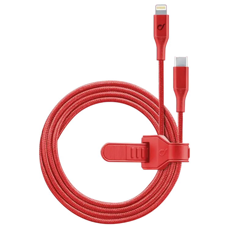 Cablu încărcare și sincronizare Cellularline Satellite MFI, USB Type-C/Lightning, 1m, Roșu - photo