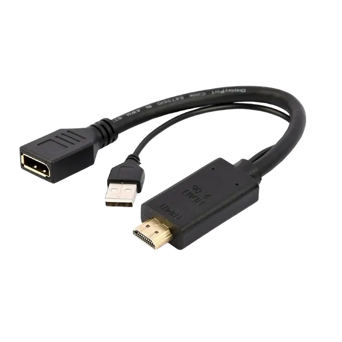 Adaptor Video Cablexpert A-HDMIM-DPF-01, HDMI (M) - DisplayPort, USB Type-A, 0,1m, Negru - photo