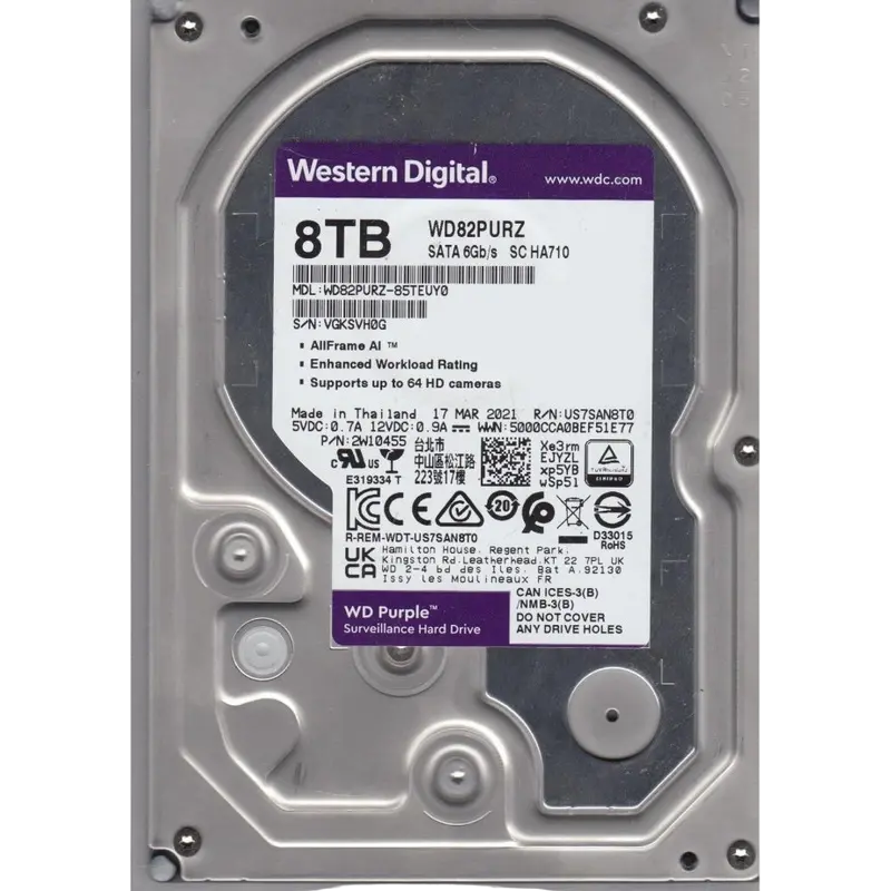 Жесткий диск Western Digital WD Purple, 3.5",  8 TB <WD82PURZ> - photo
