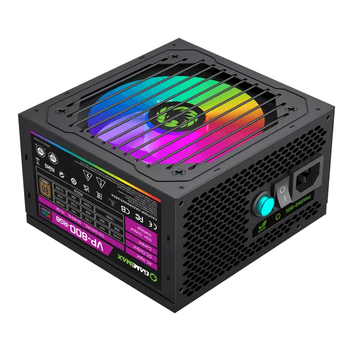 Блок питания для компьютеров Gamemax VP-800-RGB, 800Вт, ATX, Немодульный - photo