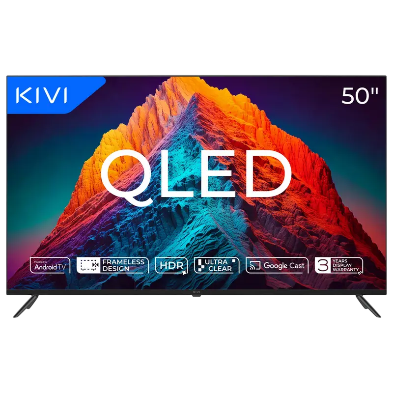 50" QLED SMART TV KIVI 50U770QB, 3840x2160 4K UHD, Android TV, Negru - photo