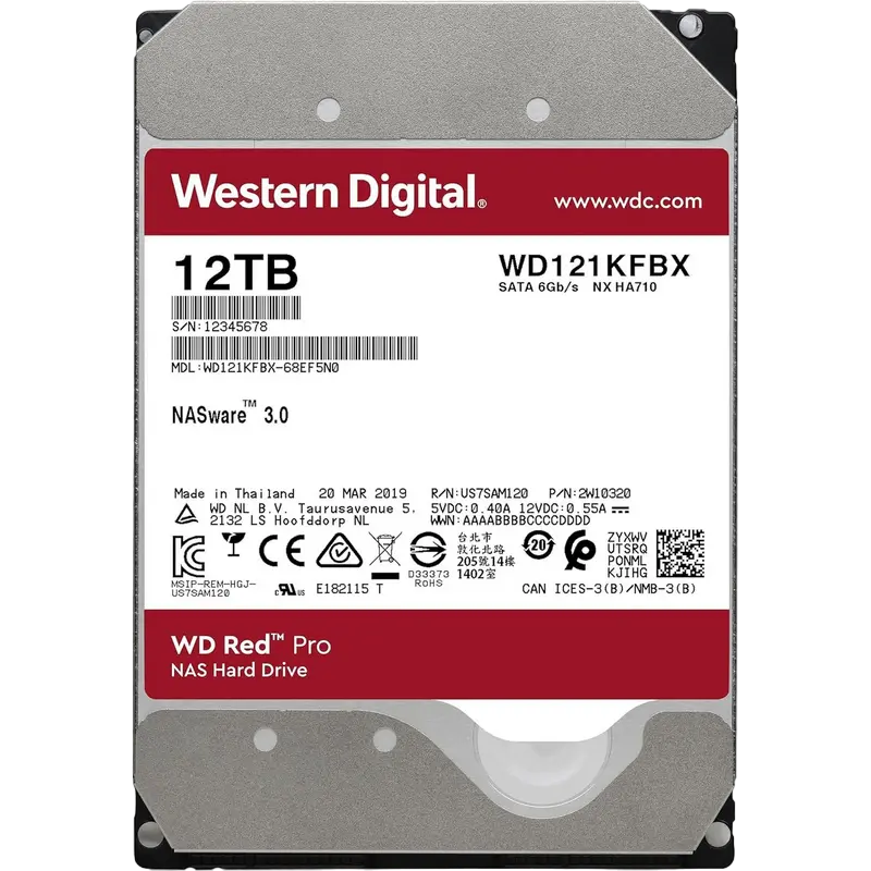 Жесткий диск Western Digital WD Red Pro, 3.5", 12 ТБ <WD121KFBX> - photo