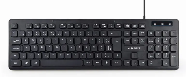 Keyboard Gembird KB-MCH-04, Slimline, Silent, 12 FN keys, Chocolate type, Black, USB - photo