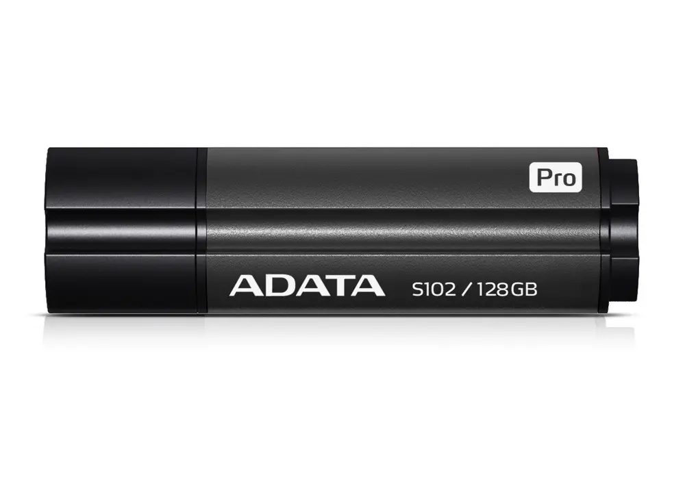 128GB  USB3.1 Flash Drive ADATA "S102 Pro", Titanium-Gray, Aluminum, Classic Cap (R/W:100/50MB/s) - photo