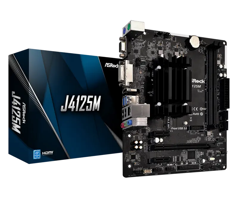 Материнская плата ASRock J4125M, Intel J4125, Micro-ATX - photo