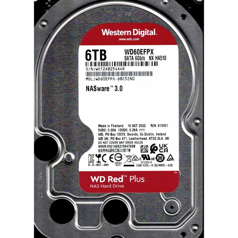 Жесткий диск Western Digital WD Red Plus, 3.5", 6 ТБ <WD60EFPX> - photo